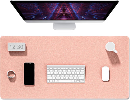 Auhoahsil Felt Desk Mat, Minimalist Large Mouse Pad XXL 35.5 x 15.7 in, Desk Matt for Desktop, Keyboard, Laptop, Computer, Office, Work from Home, Gaming, White