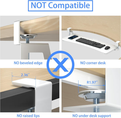 suptek Keyboard Tray Under Desk Pull Out with C Clamp Mount, Computer Keyboard & Mouse Tray, 25.6 (30 Including Clamps) x 11.8 inch Slide-Out Platform Computer Drawer for Typing, Black, DSF1