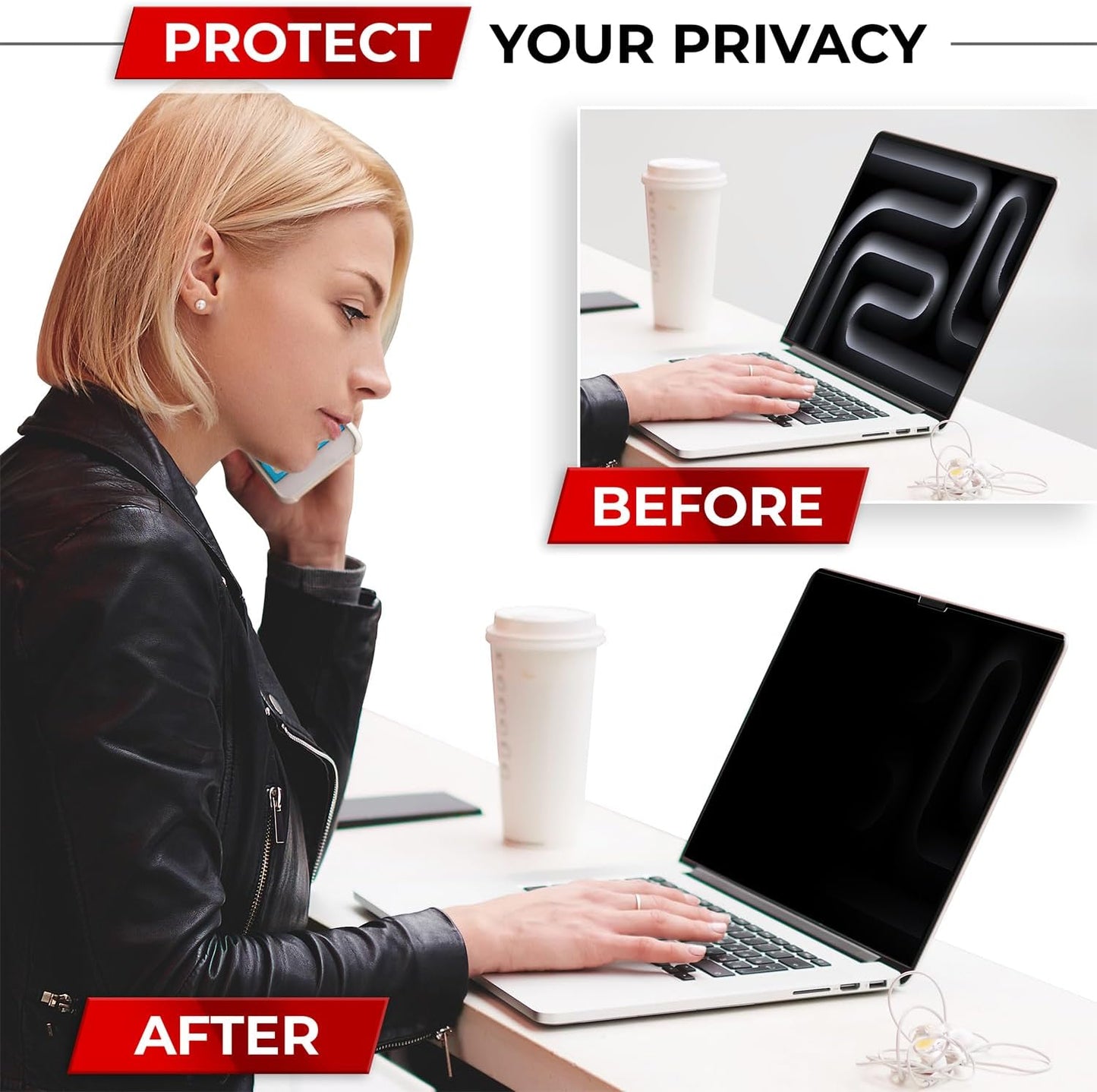SightPro Magnetic Laptop Privacy Screen 14 Inch 16:9 - Patented Removable Laptop Privacy Filter Shield and Protector