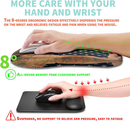 Ergonomic Mouse Pad Wrist Support with Memory Foam Massage Bulge, Carpal Tunnel Pain Relief Mousepad Wrist Rest for Mouse(12x8 inch, Silver Gray Light Purple)