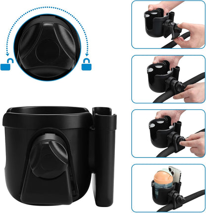 Accmor 2-in-1 Walker Cup Holder with Phone Holder, Wheelchair Cup Holder, Rollator Cup Holder, Cup Phone Holder for Walker, Wheelchair, Rollator, Mobility Scooter