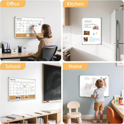 Weekly Calendar Dry Erase Whiteboard for Wall, 24"x18" Magnetic Weekly Planner White Board, Double Sided Hanging Daily Planning Board for Home, Office, School, Kitchen