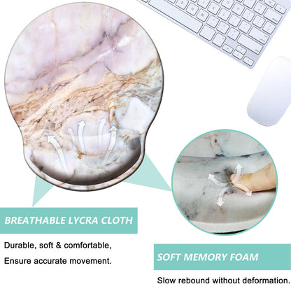 Mouse Pad with Wrist Support, Ergonomic Mouse Pad with Memory Foam Wrist Rest Cushion, Non-Slip Rubber Base Gaming Mice Pad for Home Office Computer Laptop, Flowers Grass