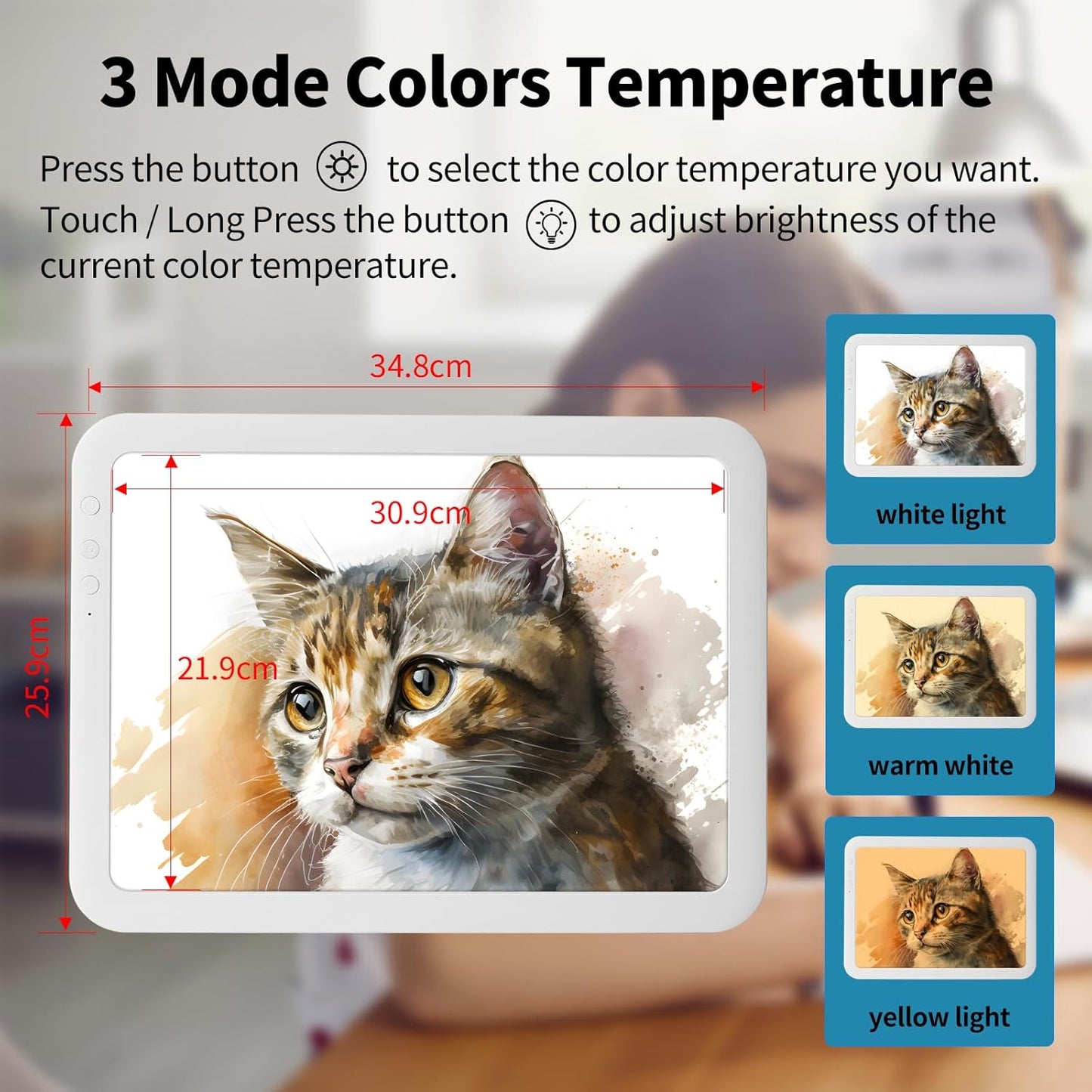 Rechargeable A4 LED Light Box with Carry Bag, elice Wireless Lightbox Drawing Light Table Light Pad Light Copy Board for Artist Sketching, Up to 8860 Lux Super Bright Lightpad for Cricut Weeding Vinyl