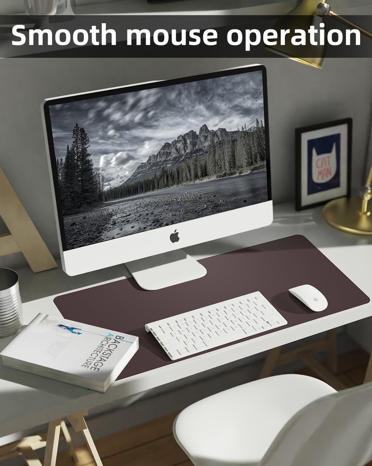 Leather Desk Pad Protector, Office Desk Mat, Large Mouse Pad, Non-Slip PU Leather Desk Blotter, Laptop Desk Pad Desk Accessories for Office and Home (Black, 40" x 17")