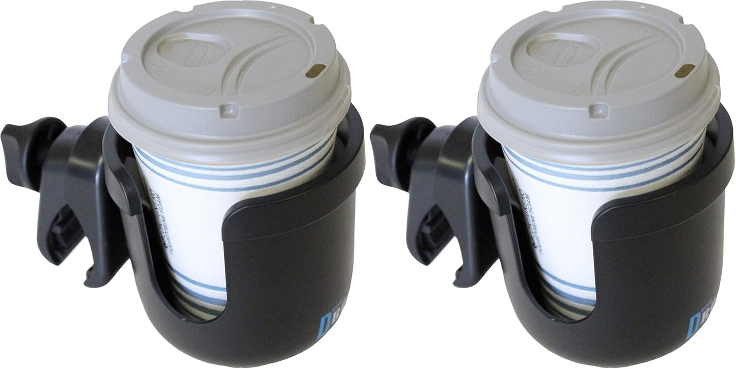 W4W Universal Stroller Cup Holder – Mega Strength Adjustable Clamp fits on Any Bike, Walker, Wheel Chair, Car – Large Adjustable Drink Holder fits Any Size Cup, Water Bottle, Can etc.
