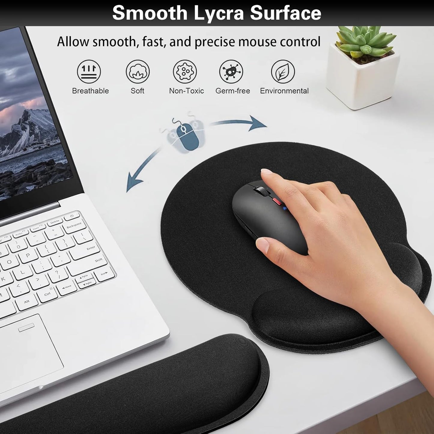 Ergonomic Keyboard Wrist Rest, Mouse Pad with Wrist Rest Anime, Cat Gaming Mousepad with Wrist Support, Memory Foam Wrist Rest Set for Computer Keyboard, Funny Cute Office Desk Accessories