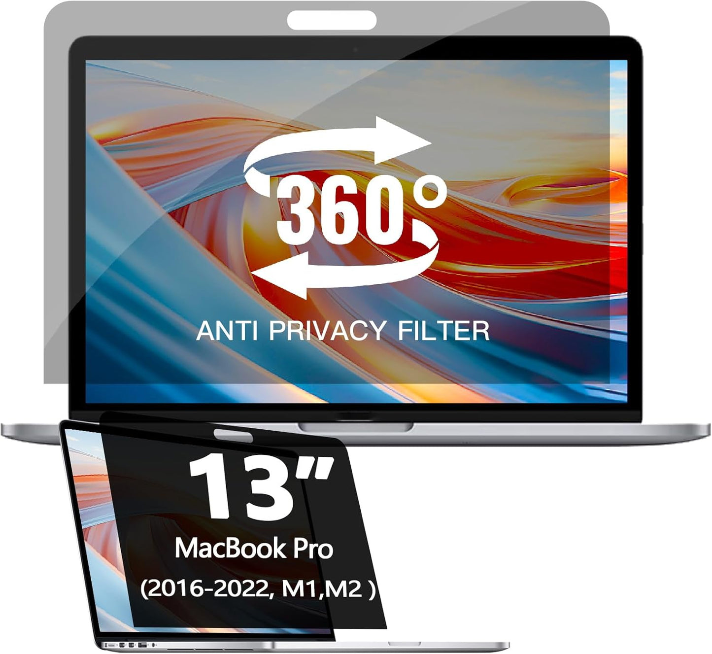 2 Pack Magnetic Hanging Computer Privacy Screen 24 Inch for 16:9 Widescreen Monitor, Removable Privacy Screen Anti Glare Blue Light Computer Screen Privacy Shield, Anti-Scratch 24in Protector Film