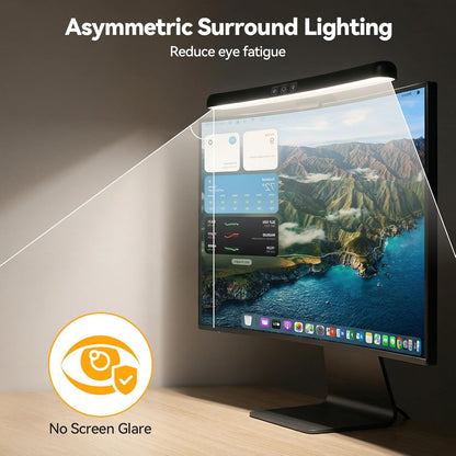 ELUTENG Curved Monitor Light Bar with Wireless Remote Control for 27-34 Inch PC, Stepless Dimmable Computer Screen Lamp, Asymmetric Anti-Glare LED Lights for Desk|Office|Home|Game, Black
