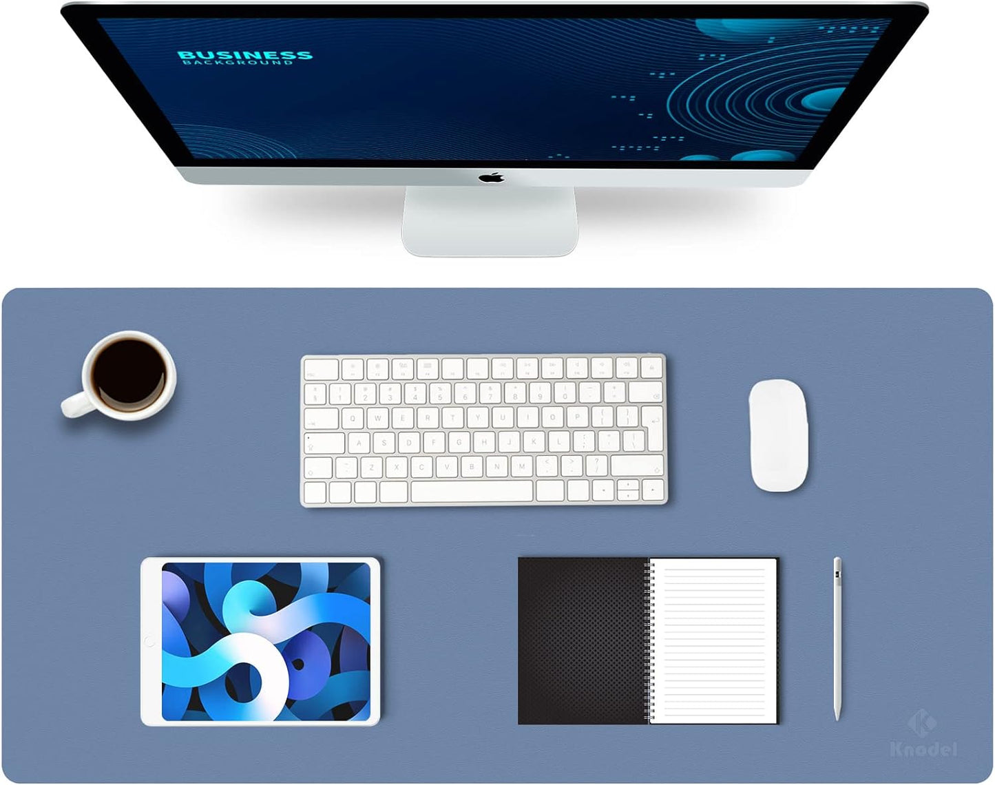 K KNODEL Large Office Leather Desk Mat, Mouse and Keyboard Pad, Computer and Laptop Mat, Desktop Protector and Cover, Writing Pad and Blotter (31.5"x15.7", Black)