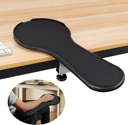 Ergonomic Adjustable Arm Rest Mouse pad for Chair, Mouse Extension Platform Tray with Mouse Baffle to Prevent Falling, Attaches to Chair, Black (Black（YYLL8326）)