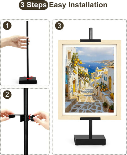 Adjustable Tabletop Easel Stand, Picture Easels for Display Up to 17" H, Gold Metal Picture Frame Holder Stand Table for Art, Photo (1 Pack)