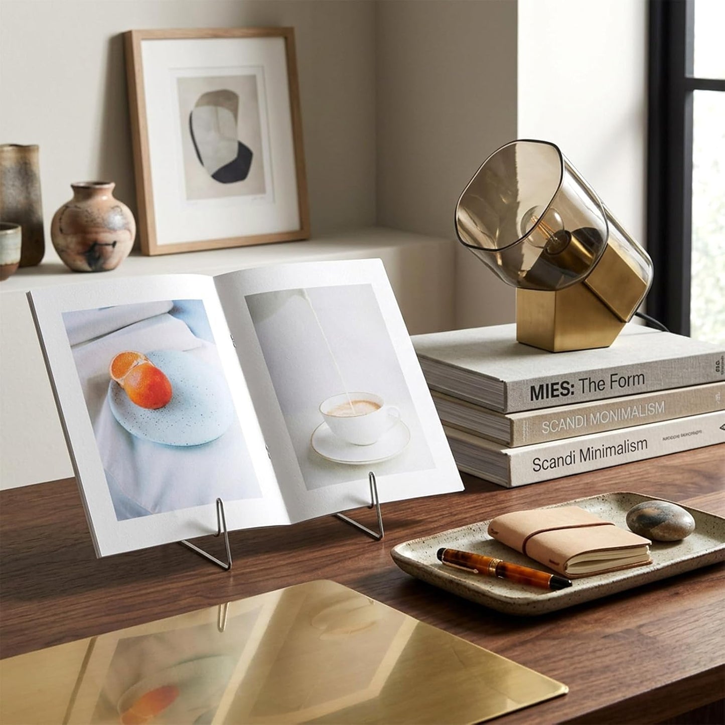Book Stand for Reading - Fold-n-Stow Portable Book Stand, Metal Music Books Easel Display Holder for Display Pictures Photo Frames Books Decorative Plates Plaque Menu