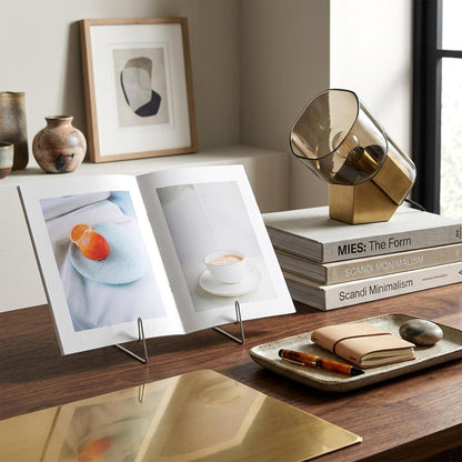 Book Stand for Reading - Fold-n-Stow Portable Book Stand, Metal Music Books Easel Display Holder for Display Pictures Photo Frames Books Decorative Plates Plaque Menu