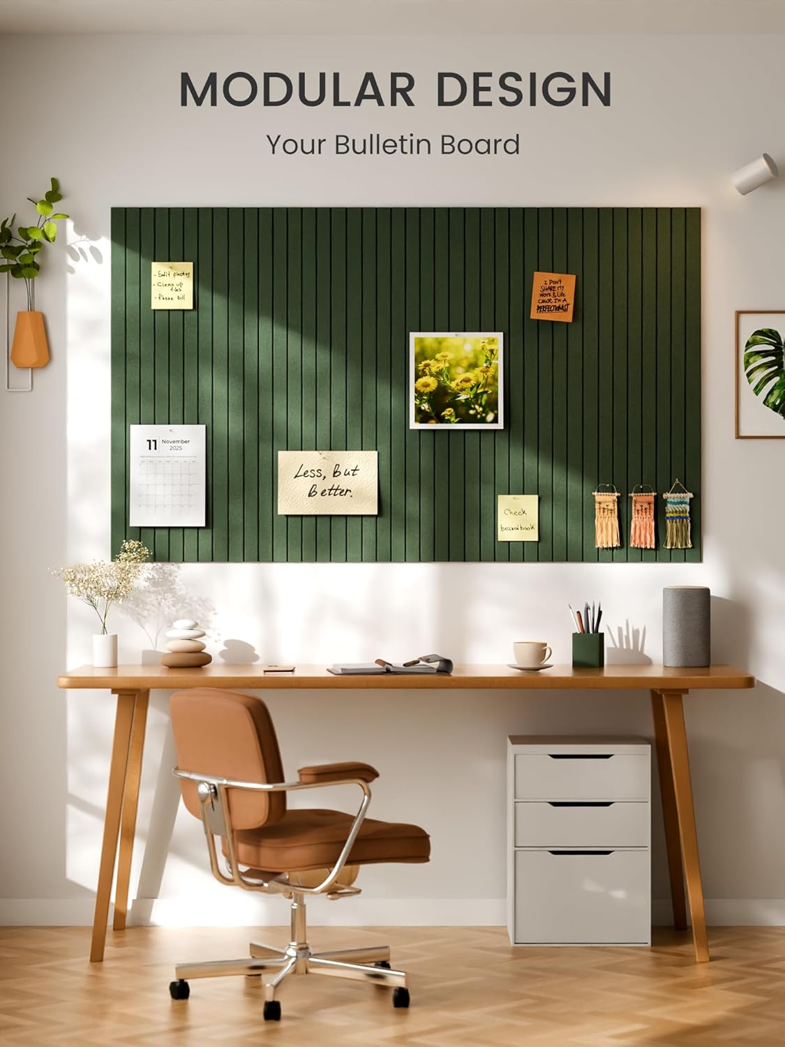 Bumusty Large Cork Board Alternative-48 x 36" Felt Bulletin Board Tiles, with 30 Pushpins, 70 Adhesive Tabs, Fine-Stripe 12-Pack, Cork Boards for Office Push Pin Board Felt Board-Oatmeal