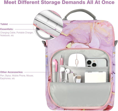 Dadanism 9-11 Inch Tablet Sleeve Bag Carrying Case with Shoulder Strap for iPad (A16) 11", iPad 10th Gen 10.9", iPad Air M4/Pro M5 11", iPad 9/8/7th 10.2", Galaxy Tab A11+ Plus 11", Cloudy Pink