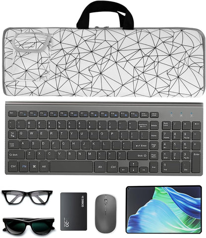 Keyboard Sleeve Travel Case for Logitech MK250 Wireless Keyboard Mouse Combo,Rugged Neoprene Construction Zipper Mouse Storage and Cable Storage Pouch(Black)