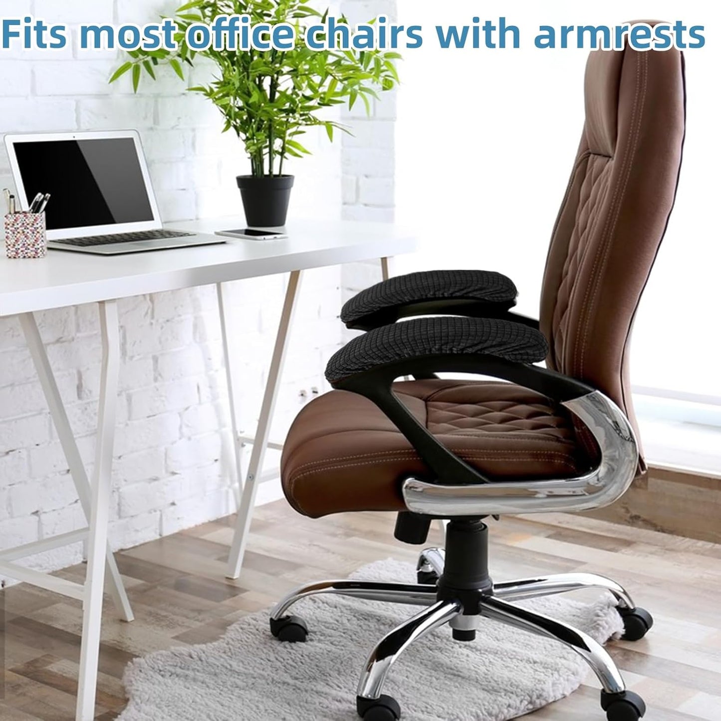 Office Chair Armrest Covers Set of 2, Stretch Armrest Protectors for Desk Chair, Removable Washable Arm Covers, Black