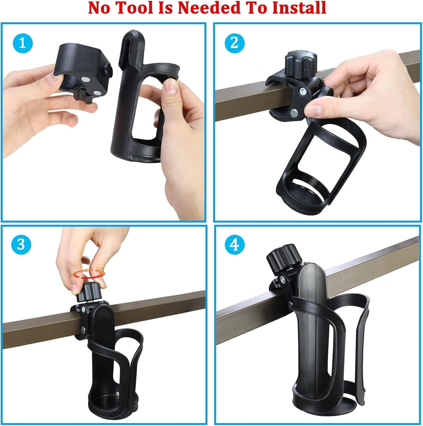 Huntury Cup Holder for Treestand Hunting, Easy Clamps On Tree Stand Or Climbing Sticks, Bottle Holder for Hunting, Install No Drilling Or Tool Needed Package of 2