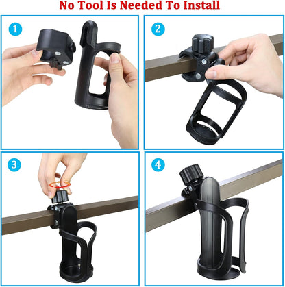 Huntury Cup Holder for Treestand Hunting, Easy Clamps On Tree Stand Or Climbing Sticks, Bottle Holder for Hunting, Install No Drilling Or Tool Needed Package of 2