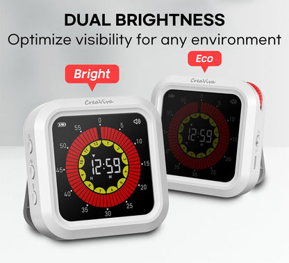 Visual Digital Timer, Large Color Display & Rechargeable, Magnetic Back & Silent Mode, 12 Hours Countdown/Up Stopwatch Timer for ADHD, Kids, Classroom, Kitchen, Work Productivity (Gray)