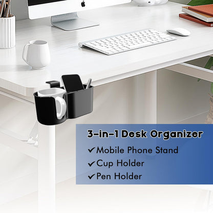 Desk Cup Holder with Large Metal Clamp, Fits Maximum Diameter of 3.38 inches Bottles, Anti-Spill Cup Holder Suitable for Tables, Porch Swings, and Patio Chairs. (Large)