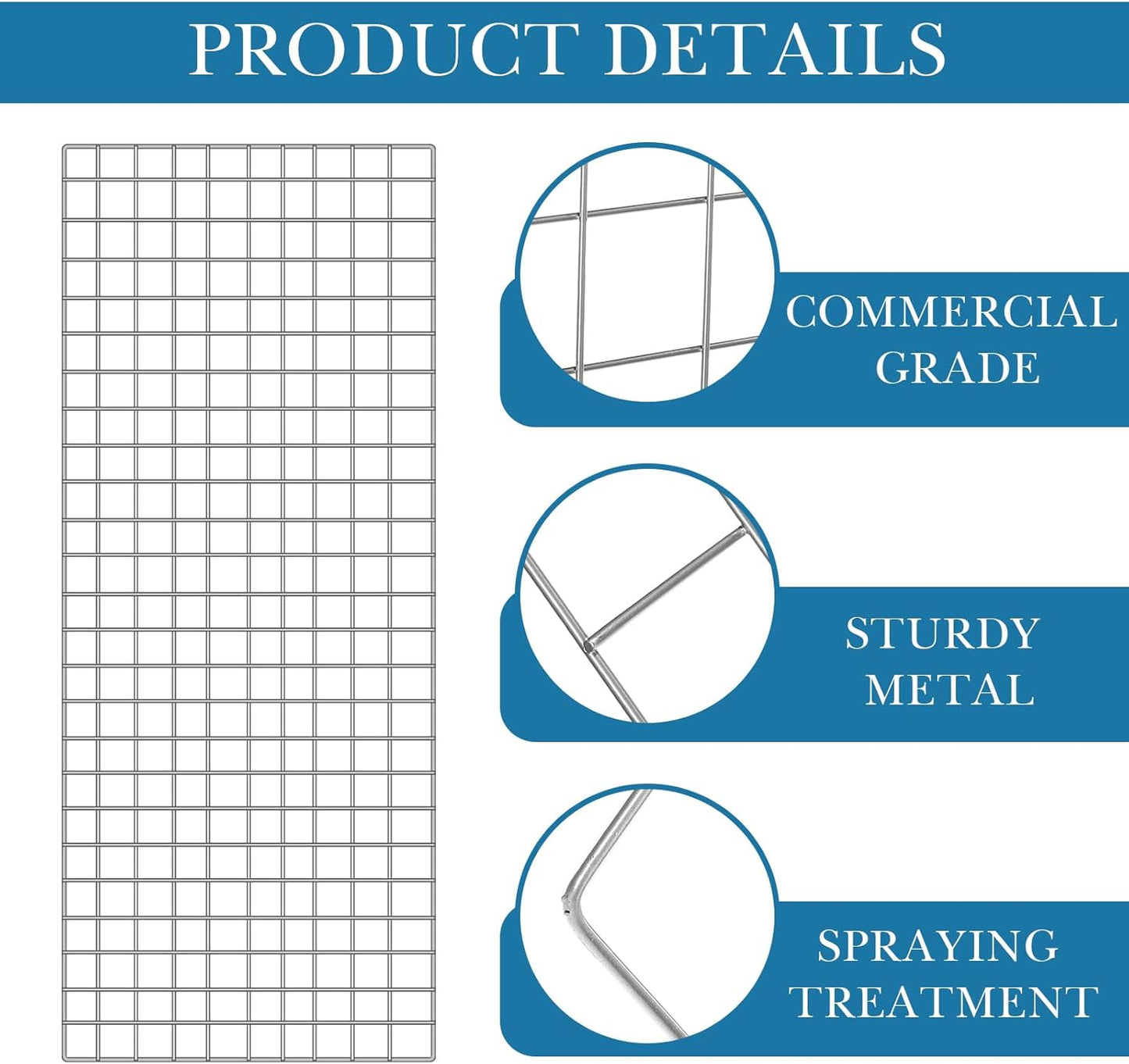Hicarer 6 Pcs Commercial Grade Gridwall Panels for Display, Heavy Duty Wire Grid wall Display Rack Metal wall Mount Grid with 60 White Hooks for Retail Display Home Storage Vendor Events(2 x 4 ft)