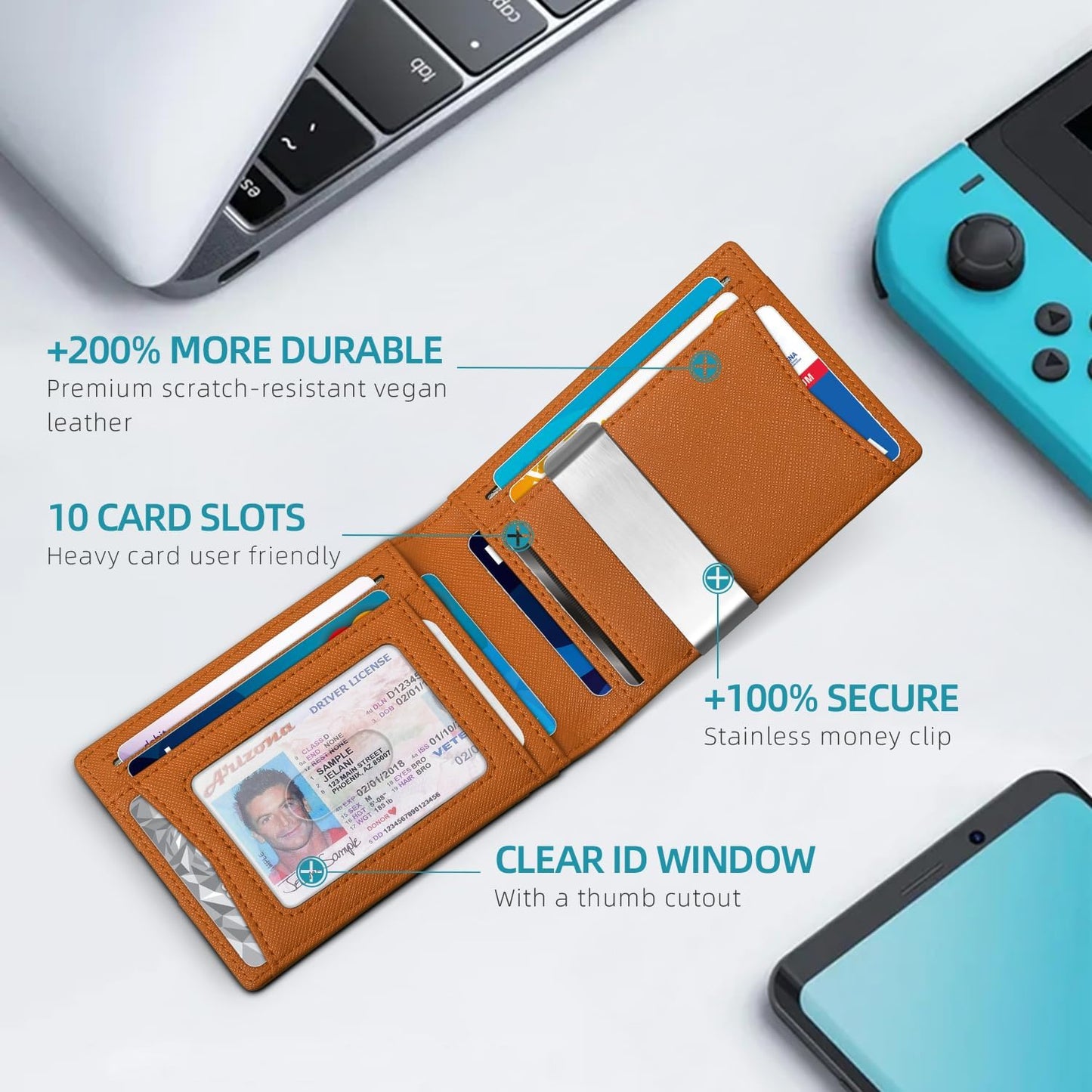 Zitahli Men's Wallets Airtag Holder Slim Rfid Leather with Gift Box