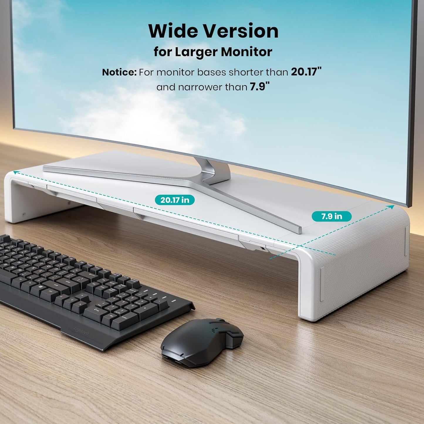 Klearlook Computer Monitor Stand for Desk, Adjustable Foldable Monitor Riser with Storage Drawer & Tablet Phone Holder for Office, Home, Laptop, Desktop (Black)