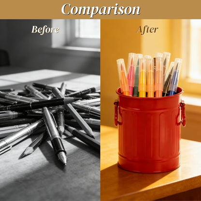 Noamus 9 Pack Metal Pen Holder, Mini Pencil Bucket with Handle, Desktop Pencil Cup Makeup Brush Organizer, Desk Colorful Small Pails, Stationary Supplies Container for Office Classroom School Crafts