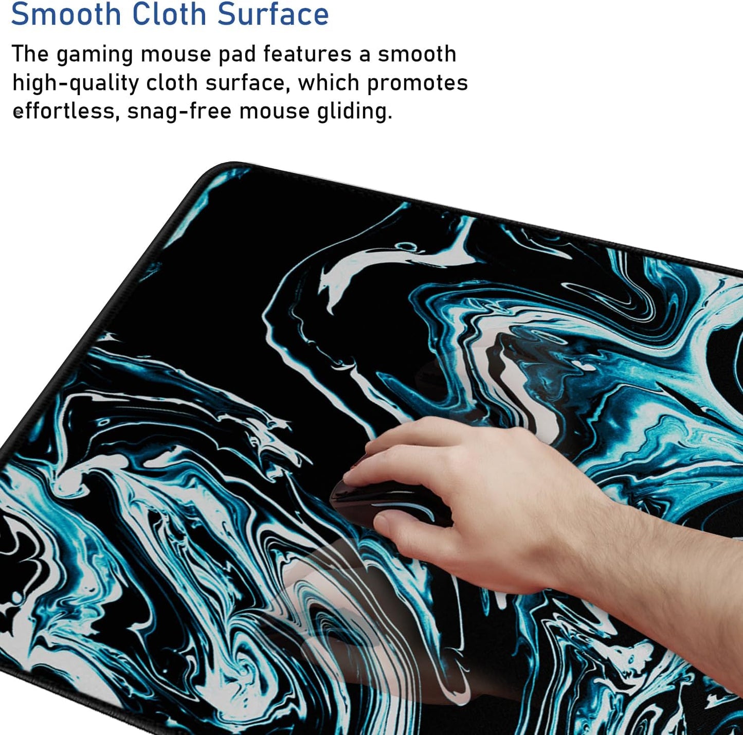Large Extended Gaming Mouse Pad with Stitched Edges, (31.5X15.7In) Durable Non-Slip Natural Rubber Base, Waterproof Computer Keyboard Pad Mat for Esports Pros/Gamer/Desktop/Office/Home-Black