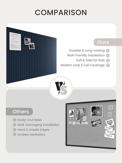 Bumusty Large Cork Board Alternative-48 x 36" Felt Bulletin Board Tiles, with 30 Pushpins, 70 Adhesive Tabs, Fine-Stripe 12-Pack, Cork Boards for Office Push Pin Board Felt Board-Oatmeal
