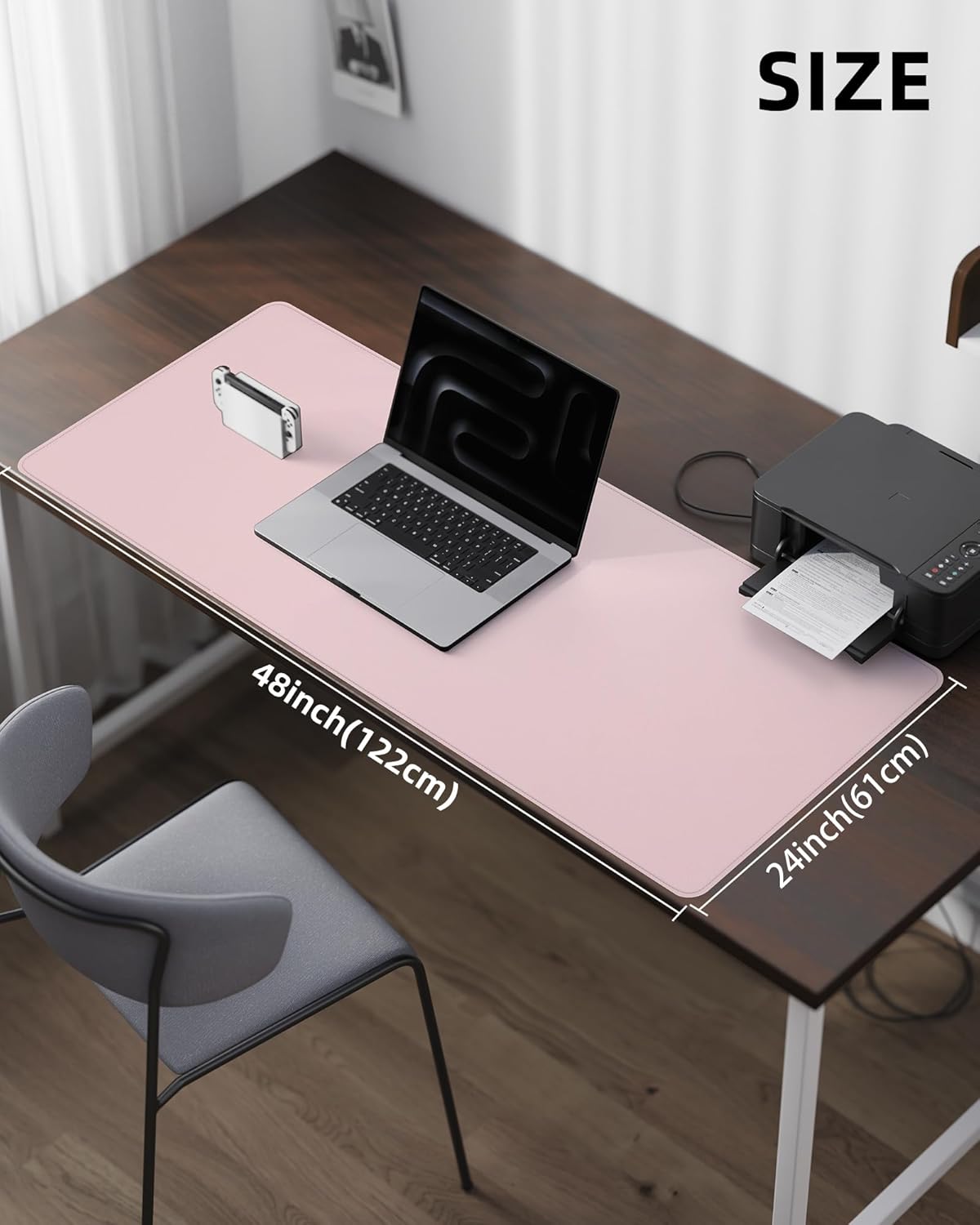 AFIING Desk Pad Protector 23.6" x 13.7" - Non-Slip Waterproof PU Leather Desk Mat for Mouse, Keyboard, Laptop, Office and Home Workspace (Beige)