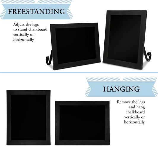 6 Sizes/4 Colors - Small Chalkboard Sign Menu Board for Kitchen, Chalk Board Sign Board with Stand, Hanging Magnetic Chalkboards, Standing Tabletop Chalkboard Sign for Countertop