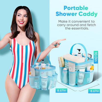 EUDELE Mesh Shower Caddy Portable for College Dorm Room Essentials, Shower Caddy Dorm with 8-Pocket Large Capacity for Beach, Swimming, Gym, Travel essentials