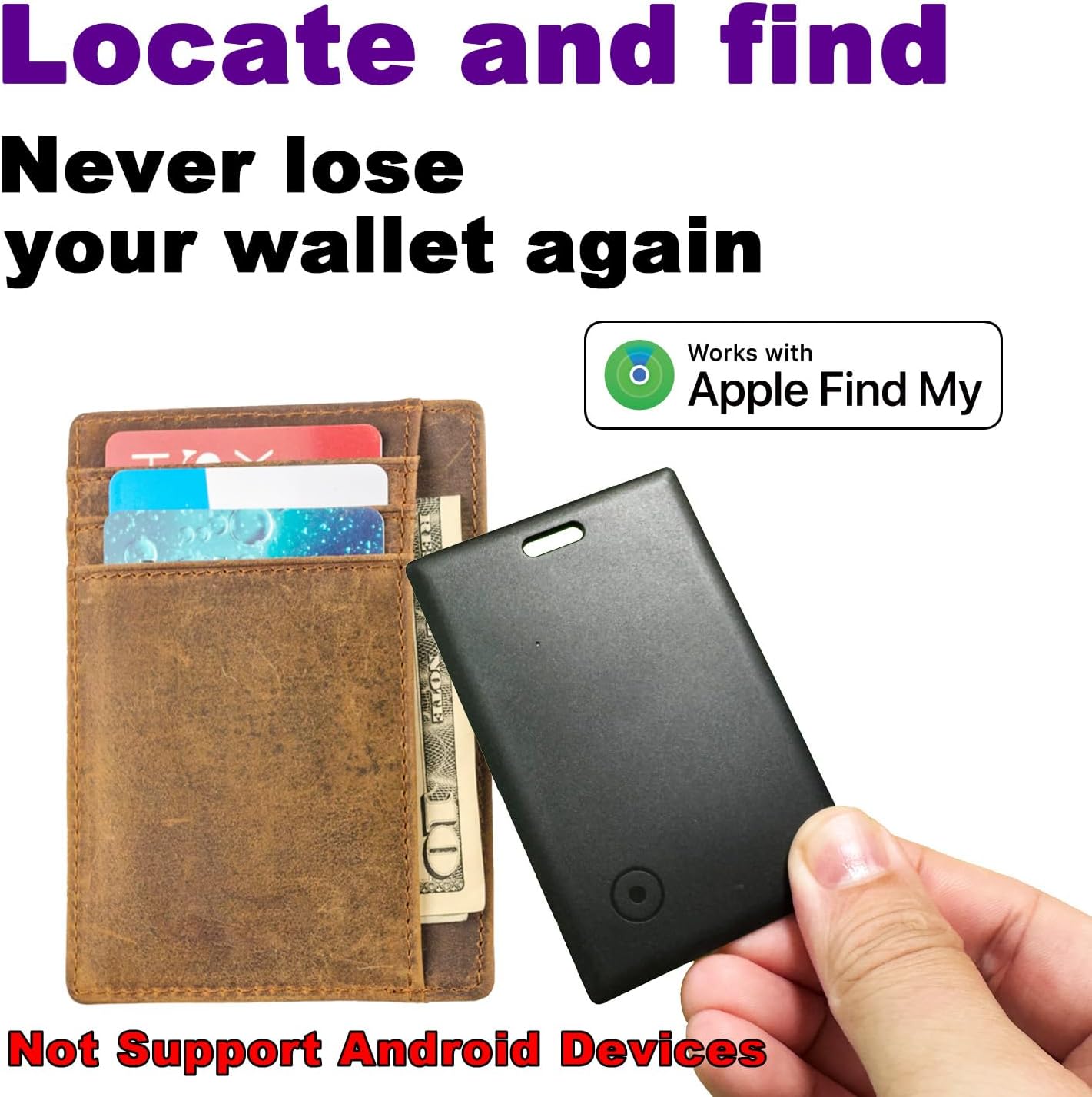 Wallet Tracker Card for Android – Google Find Hub Compatible GPS Tracking Card, Ultra-Thin Smart Card Tracker Fits Any Wallet, No Subscription Required(Android Wallet Tracker)