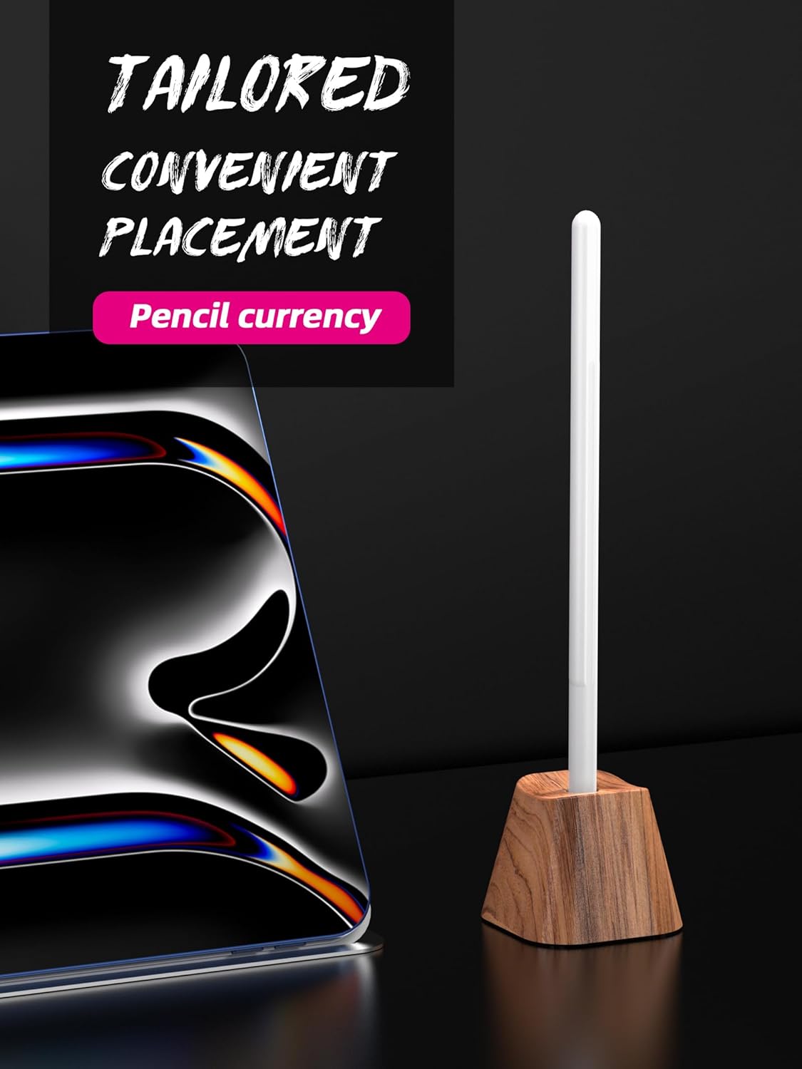 Solid wood vertical Pencil 1 2 Holder bracket Compatible with Stylus container. Ballpoint bracket stand Pen rest.Universal pen Racks Protect case and Stylus box-FBZ-M