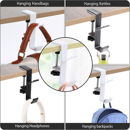 3PCS Desk Mount Bag Holder Hook Clamp,On Backpack Hanger Portable Desk Mount Headphones Holder for Reduce Desk Clutter Table Desk Table Hanging Storage (3Black, 3)