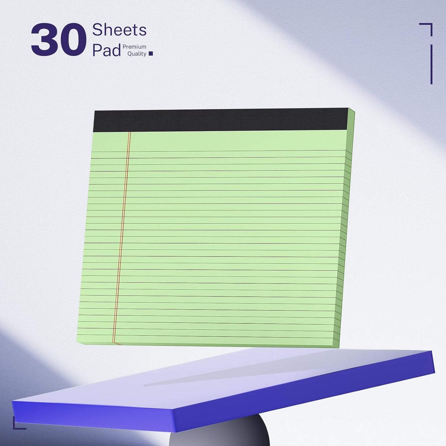5 Pack Wide Legal Pads 11" x 9.5" Landscape Pink Purple Blue Green Yellow College Ruled Note Pad Narrow Ruled 30 Sheets per Notepad Perforated Writing Paper Thick Backboard Horizontal Pads of Paper
