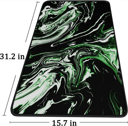 Large Extended Gaming Mouse Pad with Stitched Edges, (31.5X15.7In) Durable Non-Slip Natural Rubber Base, Waterproof Computer Keyboard Pad Mat for Esports Pros/Gamer/Desktop/Office/Home-Black