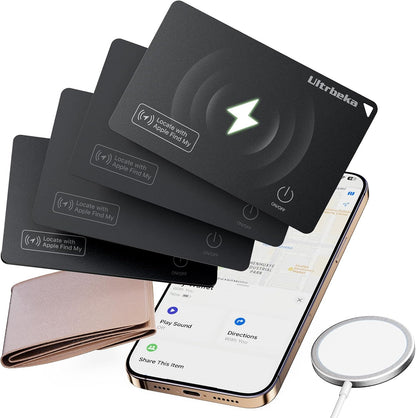 Ultrbeka Ultra-Thin Wallet Tracker Card, Rechargeable 0.094in IP68 Waterproof Bluetooth Tracker for Wallets, Passport, Work with Apple Find My, Card Locator [Apple MFi Certified] iOS Only