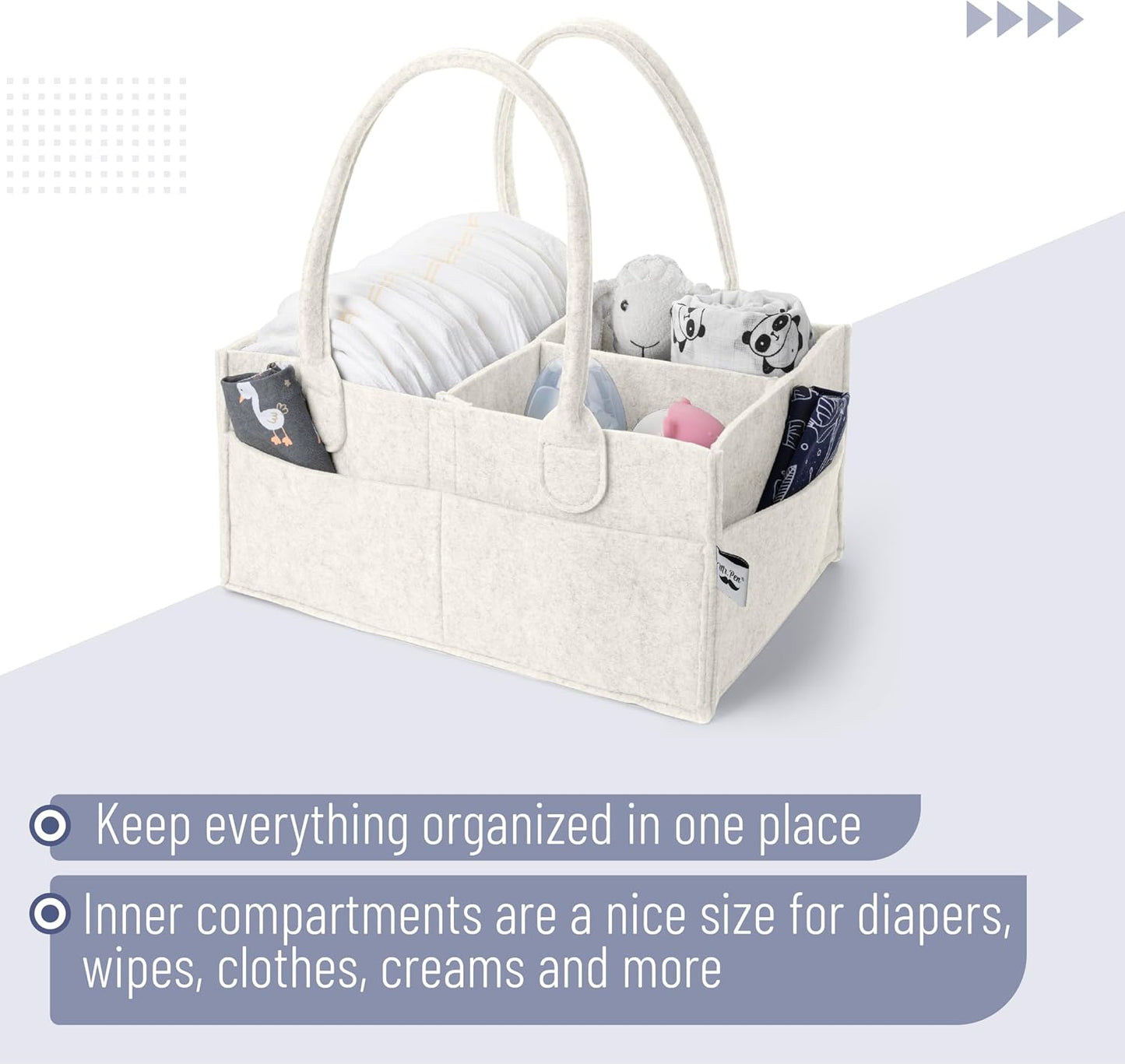 Mr. Pen- Baby Diaper Caddy Organizer, Gray, Medium, Nursery Storage Bin and Car Organizer for Diapers and Baby Wipes