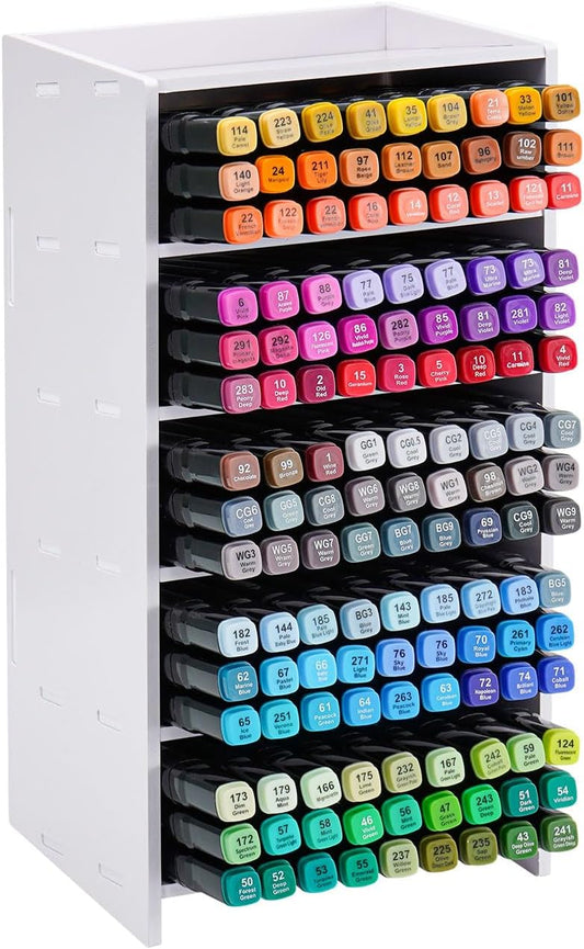 SANFURNEY Marker Pen Organizer Holder, 5 Slots Art Marker Rack Craft Art Supply Storage, Markers Pens Colored Pencils Storage Holder for Desktop Home Classroom Office