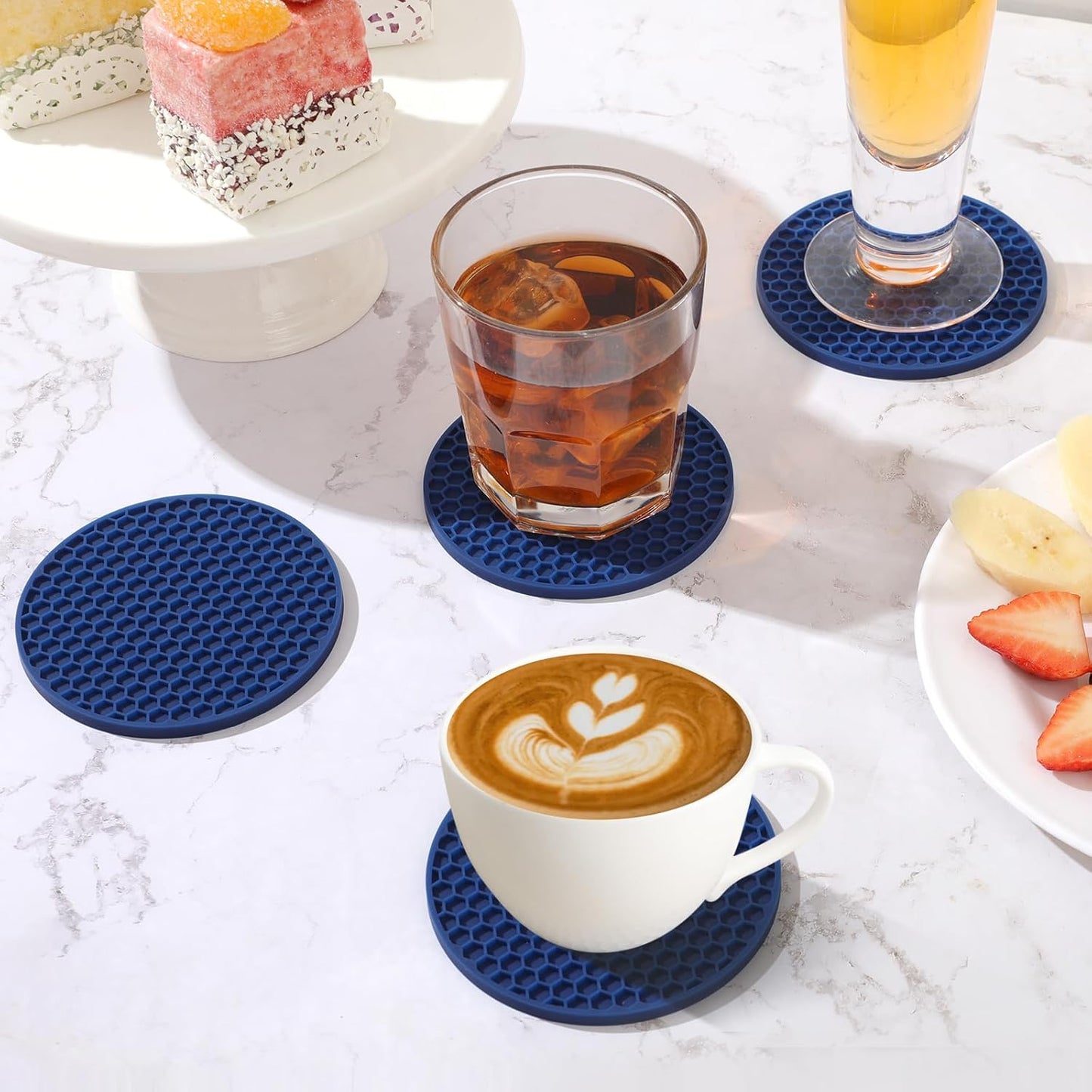 TWTLi Silicone Coasters Set of 8 with Holder,Coasters for Drinks,Beer,Coffee Coasters,Suitable for Kinds Cups,Hot or Cold,Anti-SLI,Non-Stick,Anti-Overflow Tabletop Protection and Decor (8 Pcs, Black)