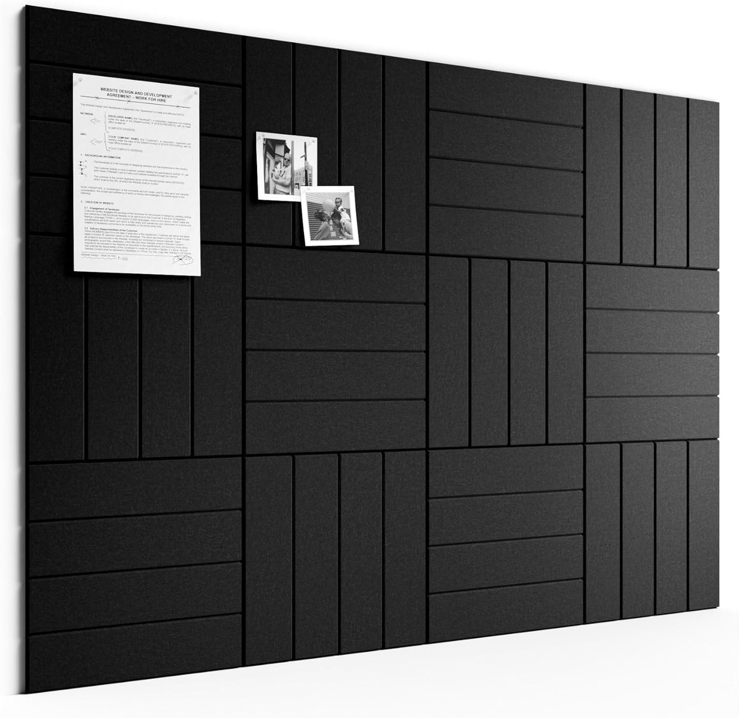 Bumusty Large Cork Board Alternative-48 x 36" Felt Bulletin Board Tiles, with 30 Pushpins, 70 Adhesive Tabs, Bold-Stripe 12-Pack, Cork Boards for Office Push Pin Board Felt Board-Carbon Blue