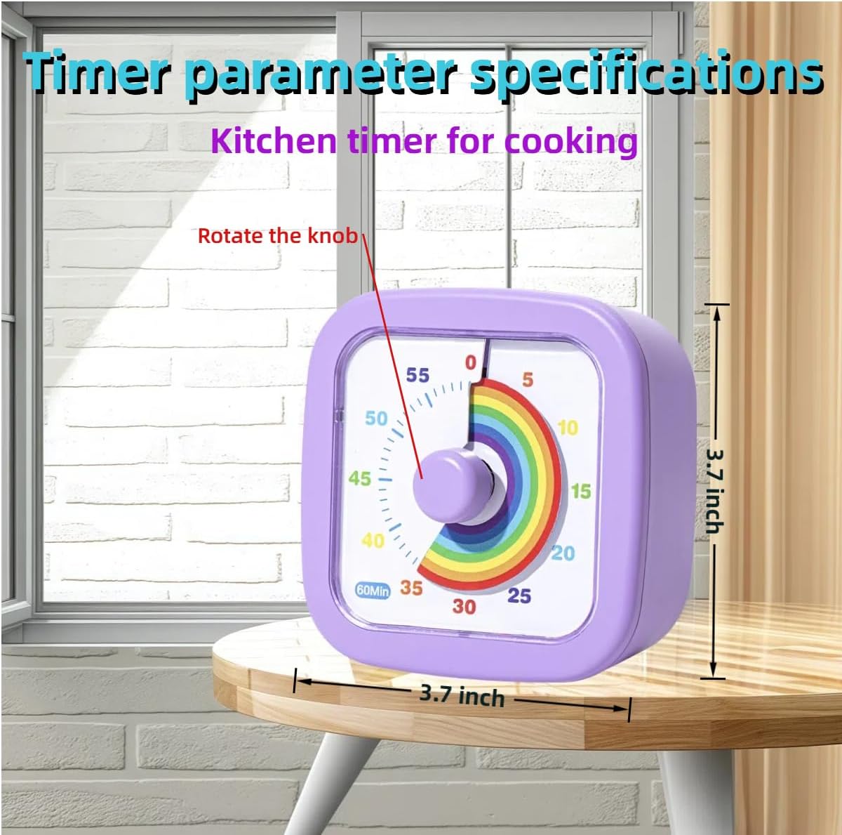 Kids Visual Timer Cute Rainbow - 60 Minute Countdown Timer Time Management for Kids and Adults, Timer for Cooking Classroom Meeting (Purple)
