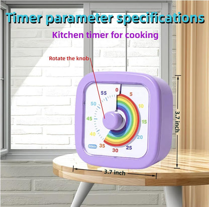 Kids Visual Timer Cute Rainbow - 60 Minute Countdown Timer Time Management for Kids and Adults, Timer for Cooking Classroom Meeting (Purple)