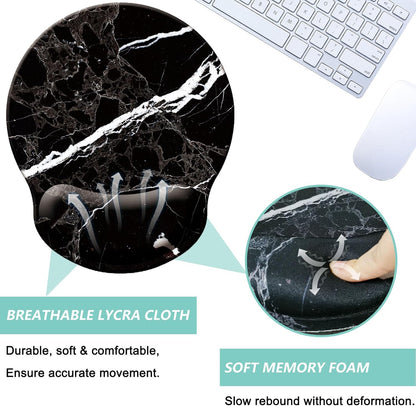 Mouse Pad with Wrist Support, Ergonomic Mouse Pad with Memory Foam Wrist Rest Cushion, Non-Slip Rubber Base Gaming Mice Pad for Home Office Computer Laptop, Flowers Grass