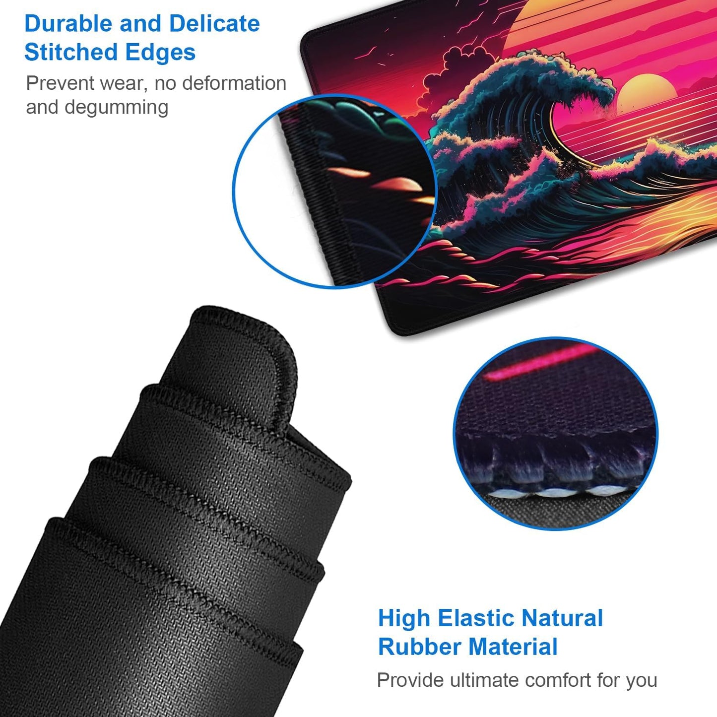 Large Gaming Mouse Pad, 31.5x15.7 inch Large Extended Computer Keyboard Mouse Mat, Water Resist Non-Slip Mousepad Rubber Base Long XXL Desk Mouse Pad for Work & Gaming, Office & Home, Black