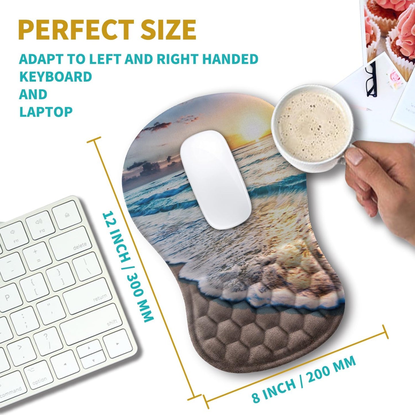 Hokafenle Ergonomic Mouse Pad Wrist Support, Wrist Rest Mousepad for Carpal Tunnel Pain Relief with Integrated Memory Foam Slope Massage Bulge (11.8x7.9 inch,Topographic Contour)